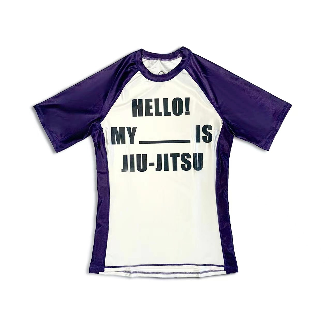 “HELLO MY" SHORT SLEEVE RASH GUARD PURPLE/WHITE